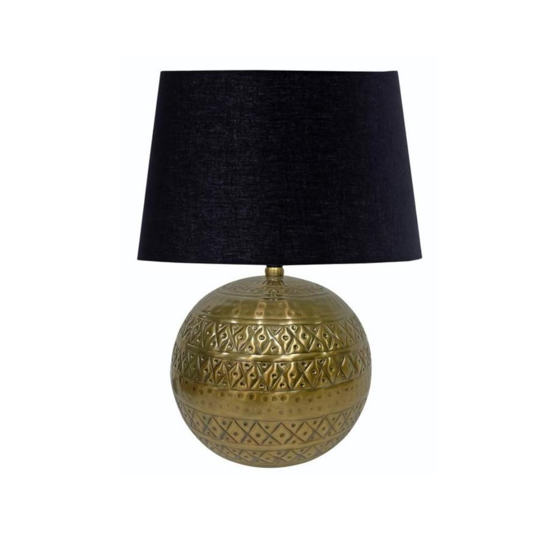 Antique Brass Table Lamp with Black Shade image 0